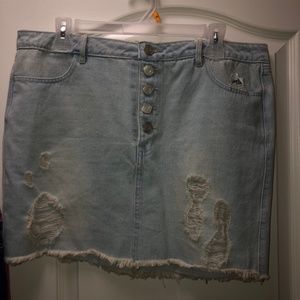 Light Blue Ripped Denim Skirt